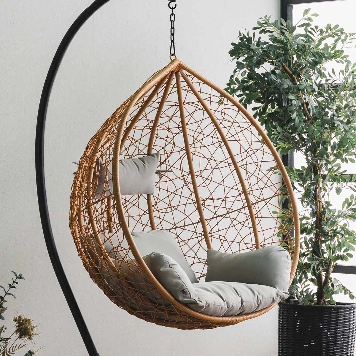 ハンギングチェア 1人用 ラタン調 マーレ （ エッグチェア 吊り下げ式