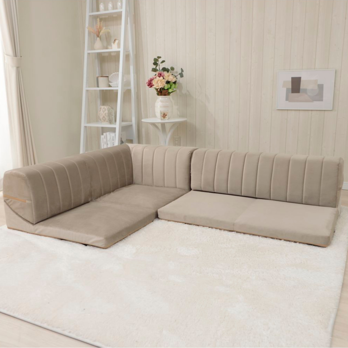 セルタン コーナーソファ 3点セット ベロア （ ローソファ フロア