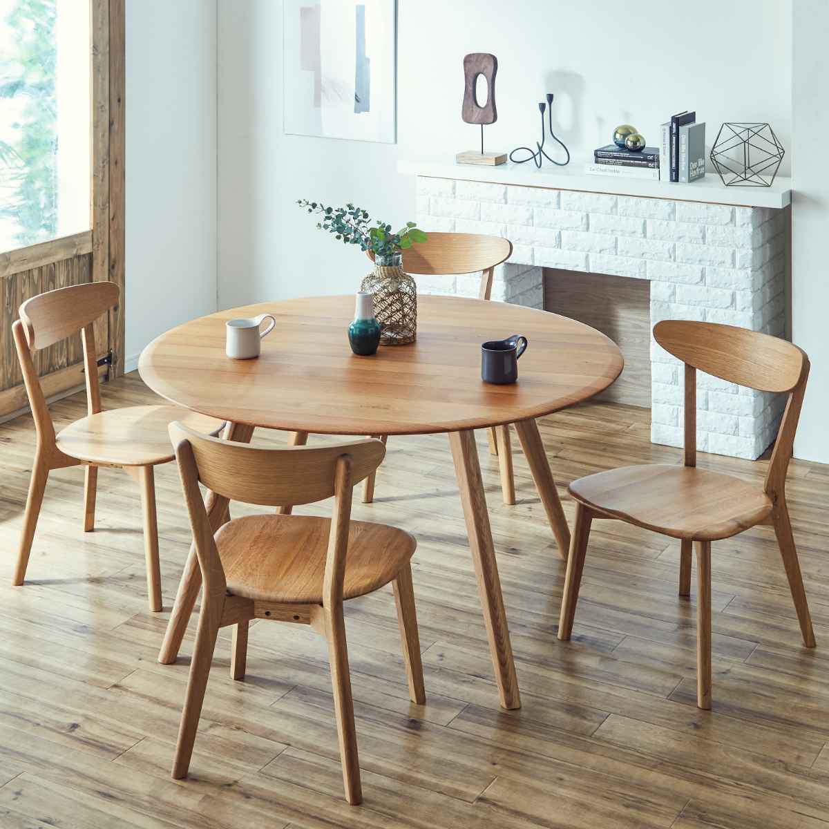 ダイニングテーブル 幅120cm ナチュラル 木製 円形 （ 開梱設置 4人