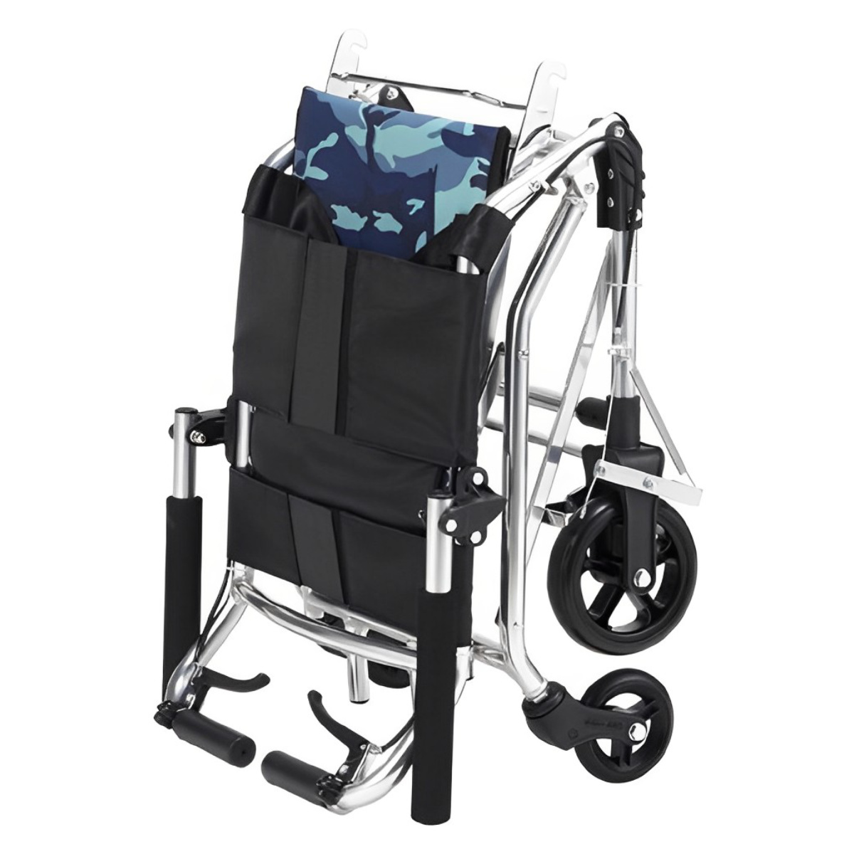 マキテック 車いす コンパクト介助車 楽ティ 介助式 背固定タイプ 迷彩