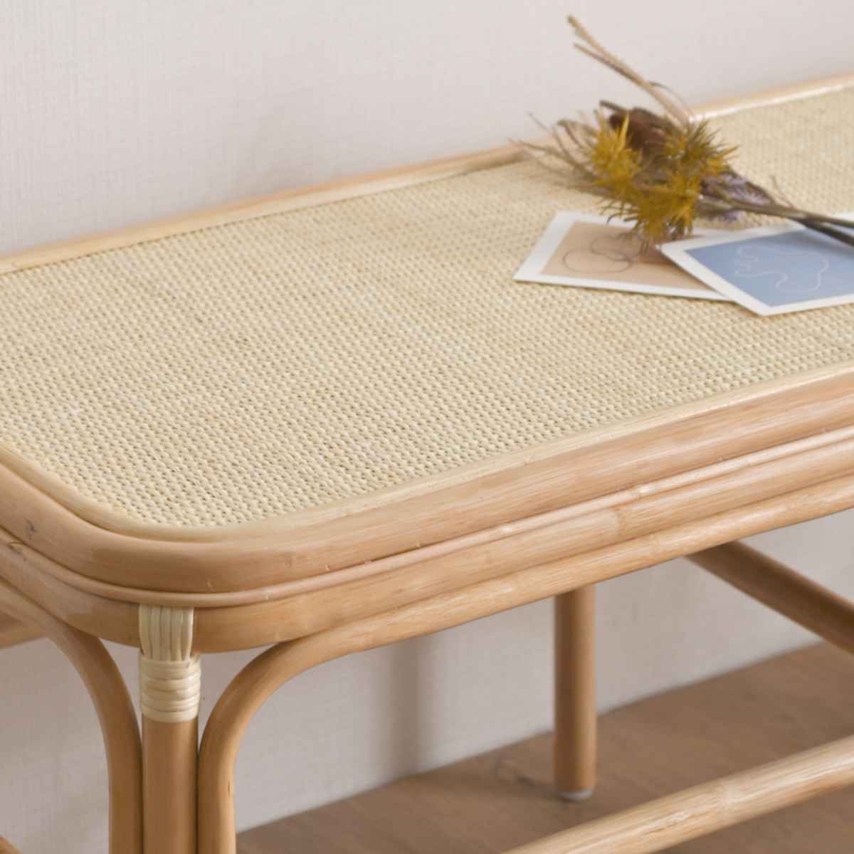 籐 ベンチ Mサイズ 幅107cm ラッカー塗装 天然素材 （ ラタン 長椅子