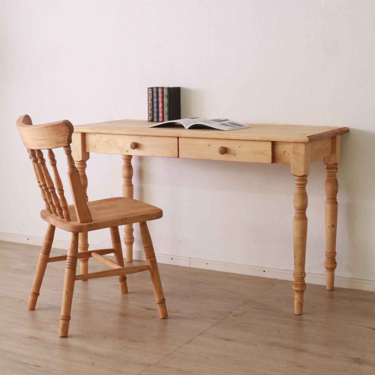 ウィンザーチェア 2脚セット 座面高44cm 天然木 カントリー調