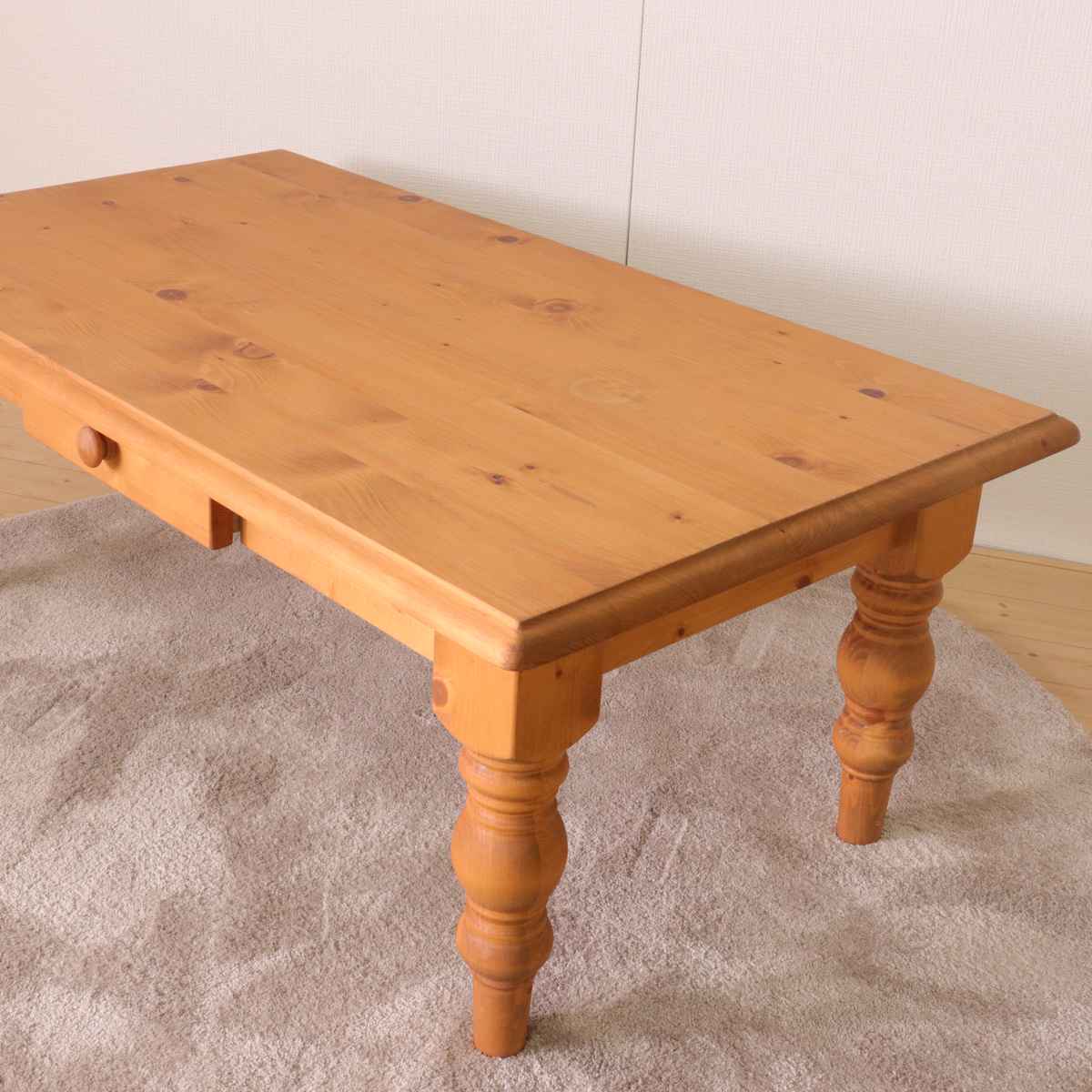 ローテーブル 小さめ 幅105cm 天然木 カントリー調 （ センター