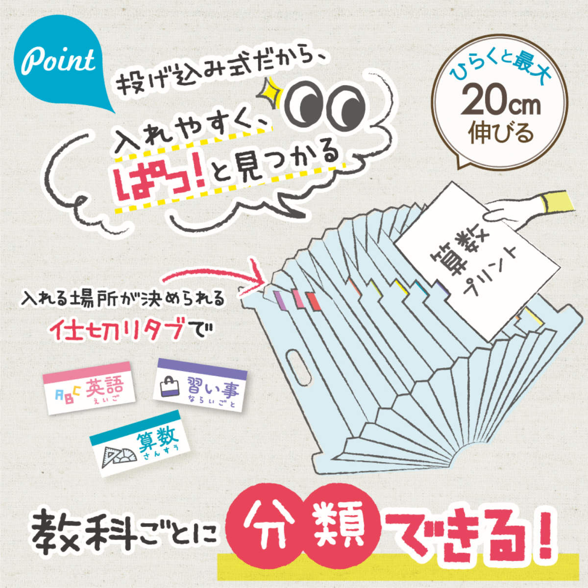 SONiC（ソニック） 収納 リビガク ポイ分けBOXファイル 13ポケット