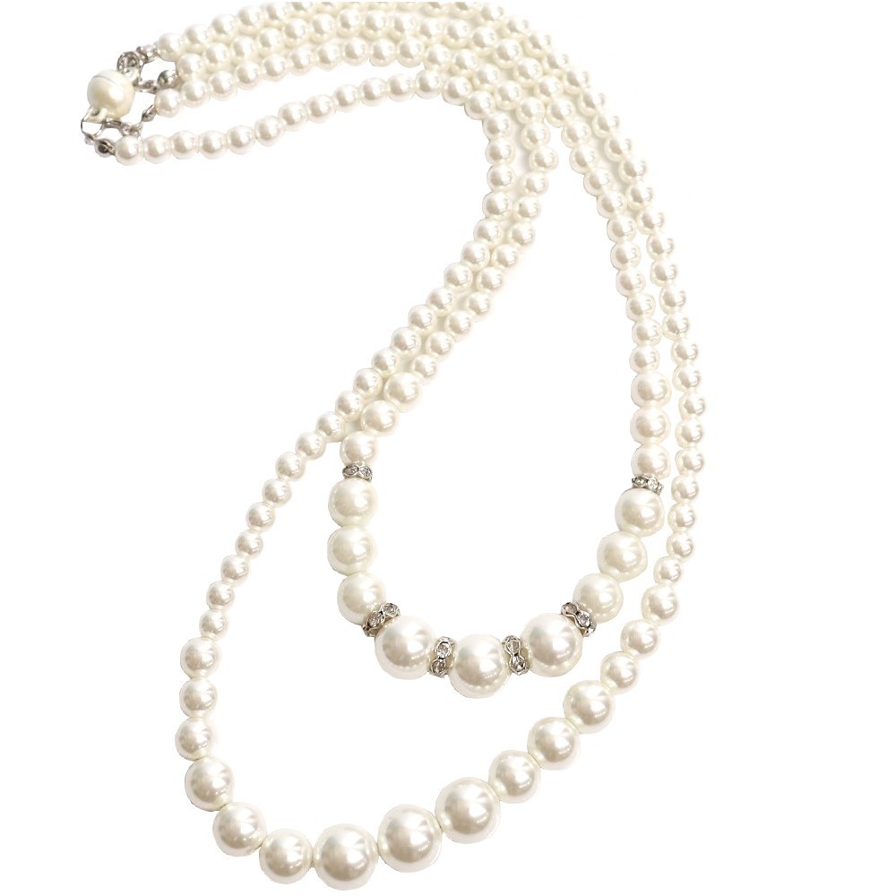 パールネックレス 結婚式 入学式 フォーマル 卒業式 3way ガラスパール