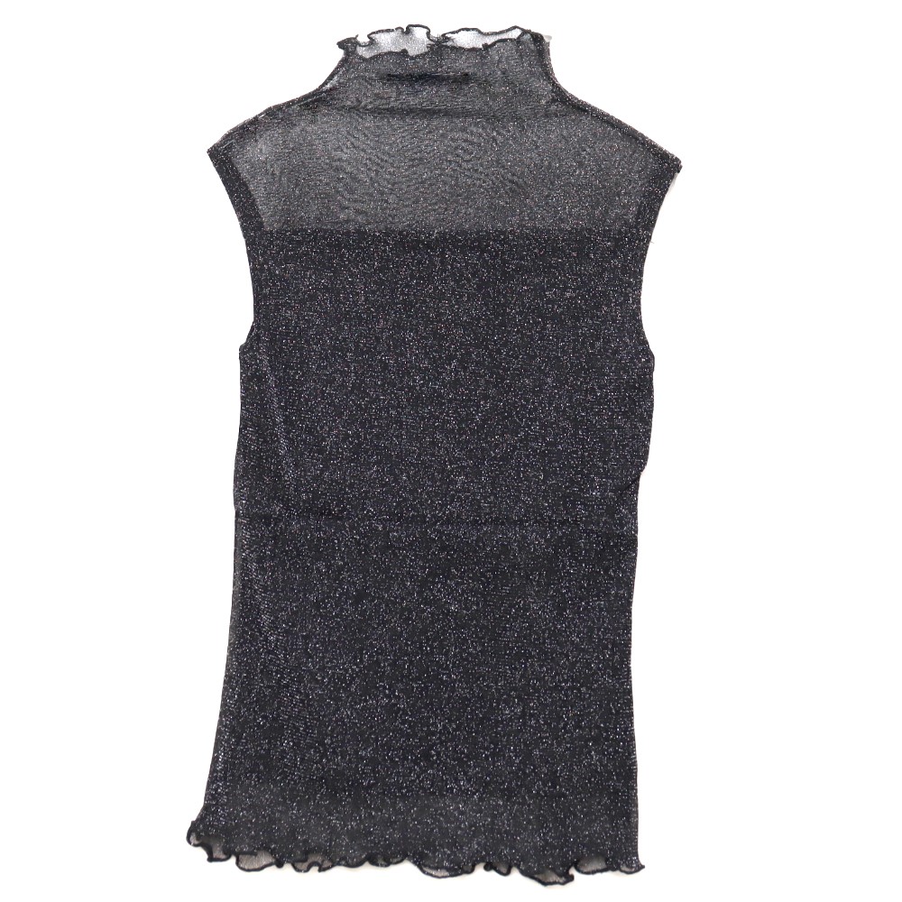 ノースリーブトップス メロウシアー ハイネック タンクトップ シルバー