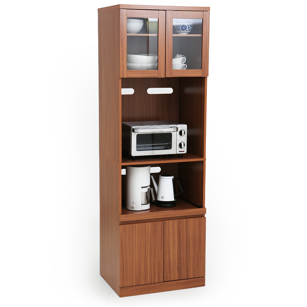 LOWYA 食器棚 レンジ台 コンセント付き ダークブラウン LOWYA 食器棚