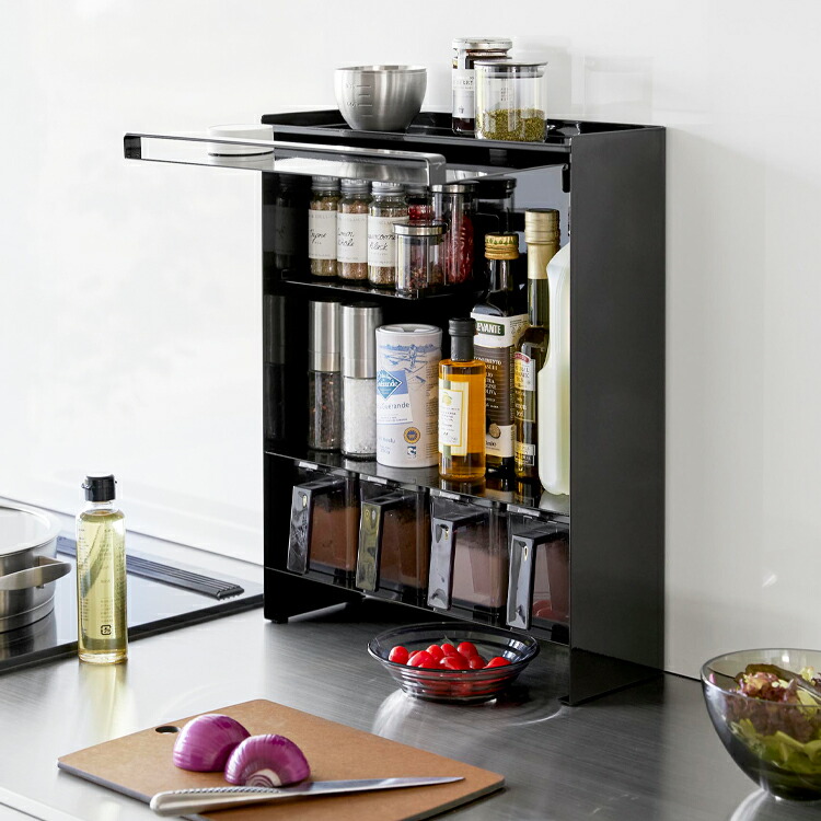 tower 前が開く 隠せる調味料ラック タワー 山崎実業 調味料ラック