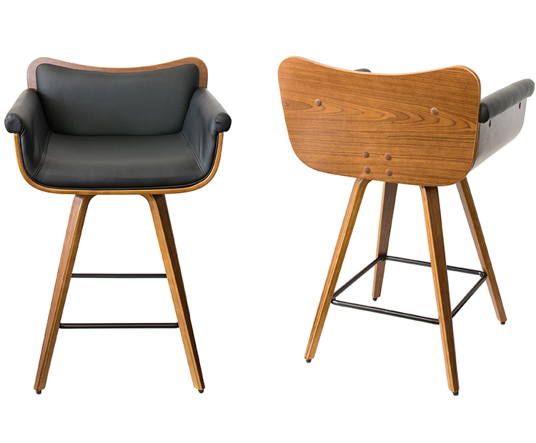 カウンターチェア バーチェア ハイスツール 木製 背もたれ付き 肘付き