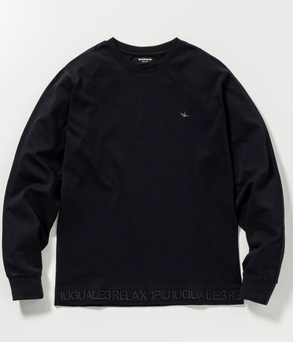 1PIU1UGUALE3 RELAX ヘム刺繍ロゴTシャツ メンズ 長袖 ロンT