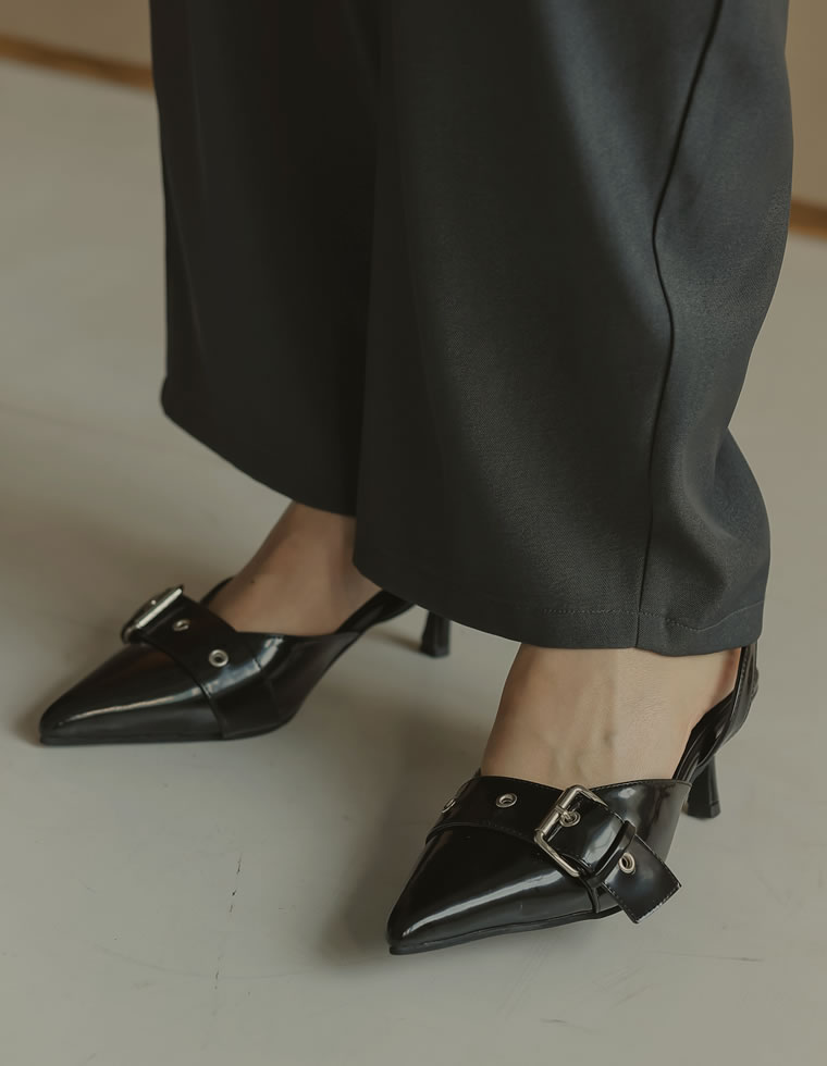 Re:EDIT（リエディ） パンプス ミュール ポインテッドトゥ ベルト