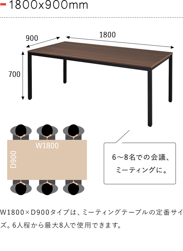 アール・エフ・ヤマカワ Dシリーズ ミーティングテーブル W1800×D900