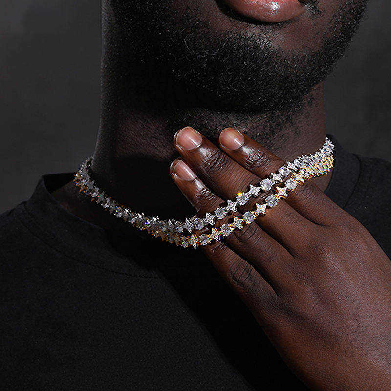 モアサナイト テニスネックレス 8mm幅 50cm HIPHOP ラッパー ヒップ