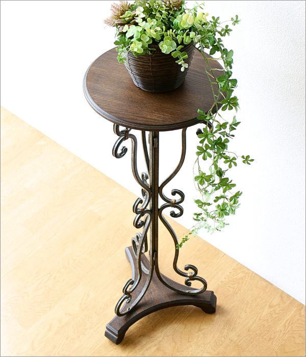 フラワースタンド 木製 花瓶台 アイアン 花台 おしゃれ アンティーク