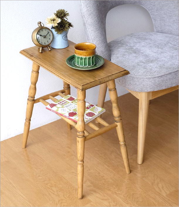 サイドテーブル パイン無垢材 天然木 木製 コンパクトテーブル ウッド