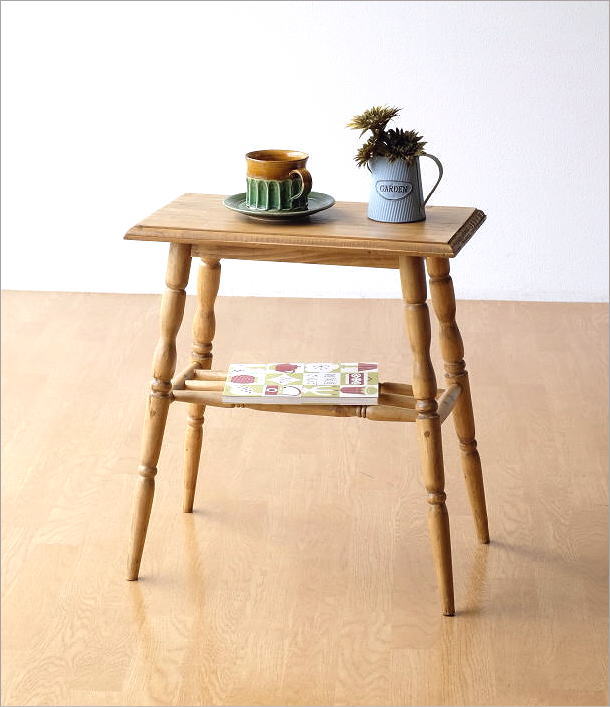サイドテーブル パイン無垢材 天然木 木製 コンパクトテーブル ウッド