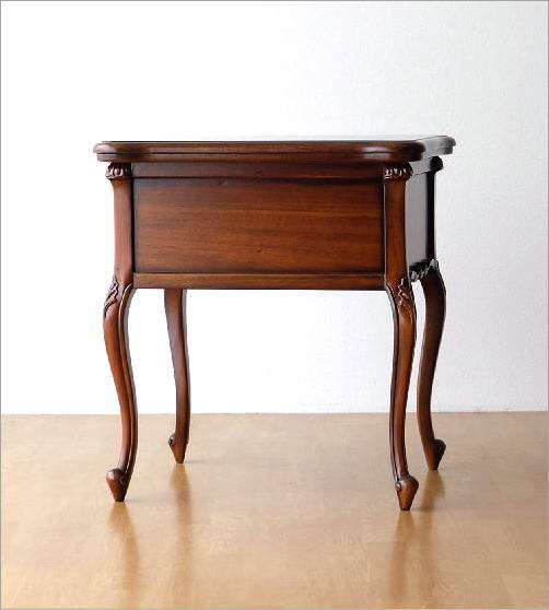 サイドチェスト アンティーク 木製 収納 電話台 花台 天然木 ベッド