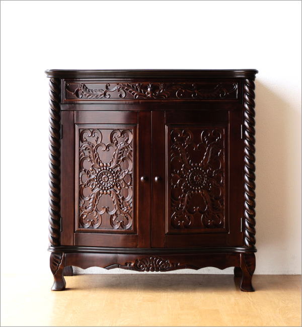 アンティーク 家具 サイドボード 収納家具 電話台 FAX台 猫脚 完成品