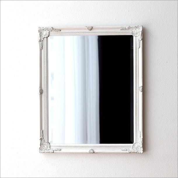 ウォールミラー ホワイト 白 壁掛けミラー 鏡 壁掛け アンティーク