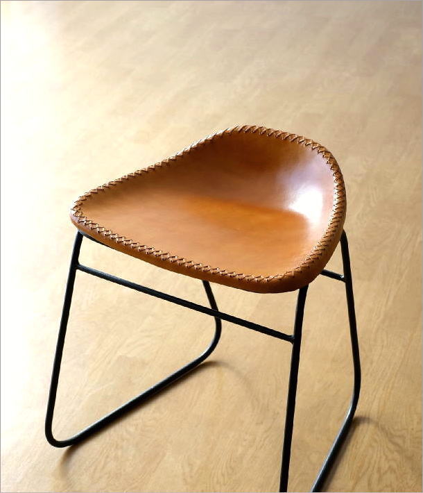 スツール レザー アンティーク おしゃれ 本革 革張り ロートアイアン