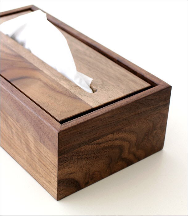 ティッシュケース 木製 おしゃれ ウォールナット 天然木 無垢 北欧