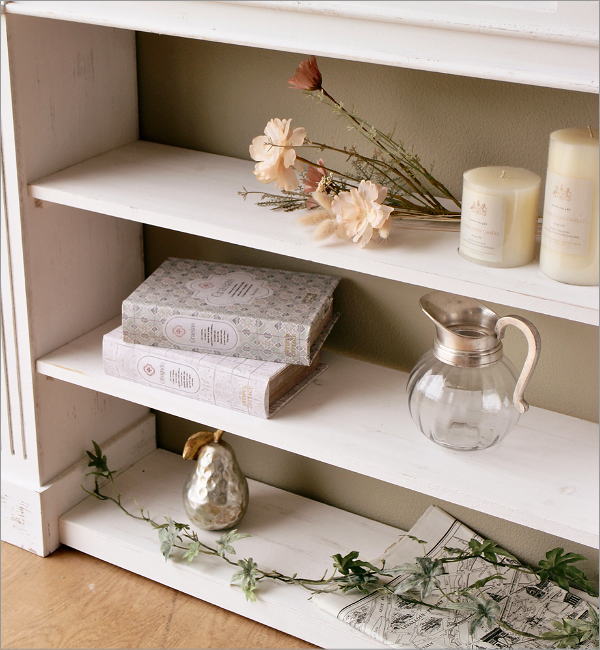 マントルピース 白 収納 本棚 アンティーク インテリア クラシック