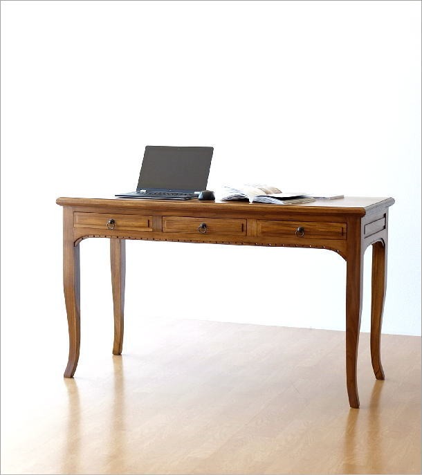 デスク 机 木製 パソコンデスク アンティーク 猫脚 おしゃれ 無垢 天然