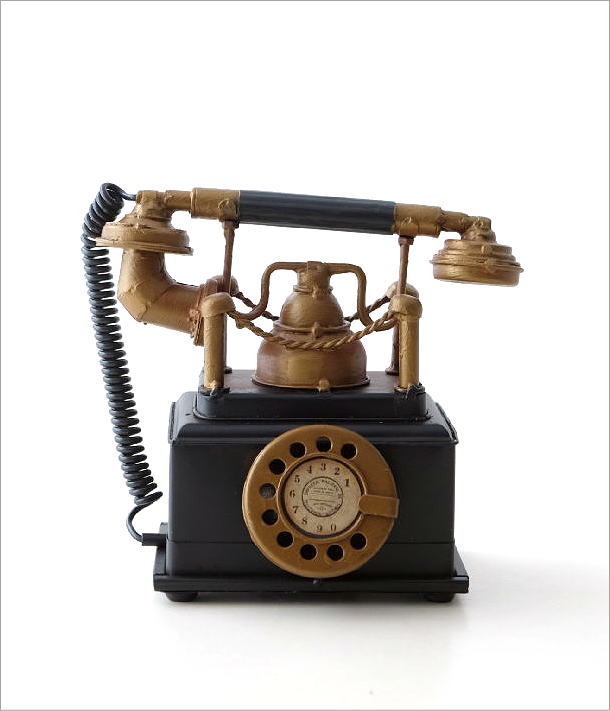貯金箱 ダイヤル式電話 アンティーク レトロ 置物 アイアン ユニーク