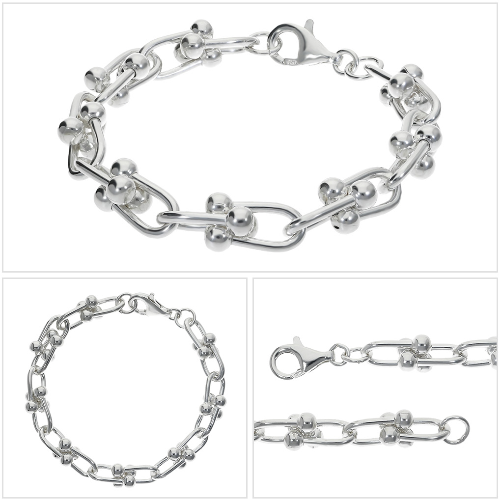 シルバー925 リンクチェーン ブレスレット シルバー 17〜21cm シンプル