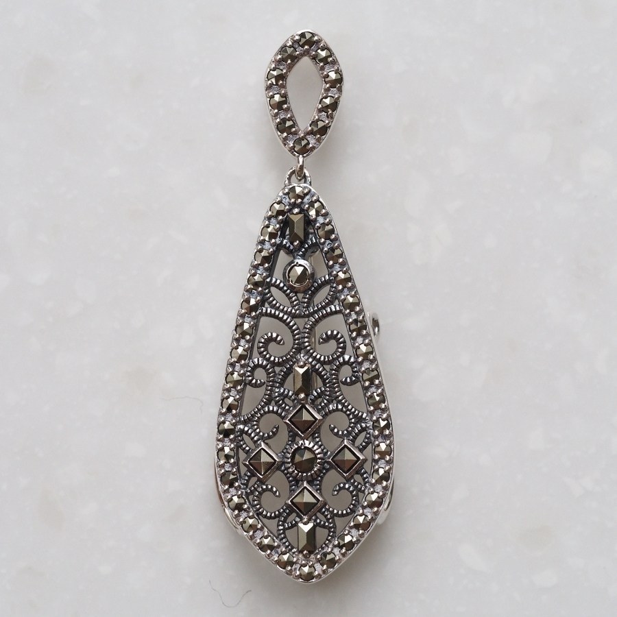 ROKUZAN マーカサイト ネクタイ ブローチ ペンダントトップ (チェーン