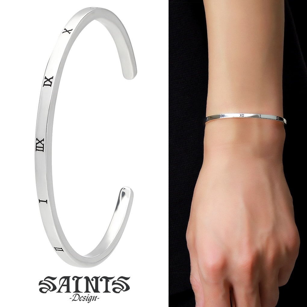 SAINTS（セインツ） 時空 ローマ数字 バングル シルバー ブレスレット