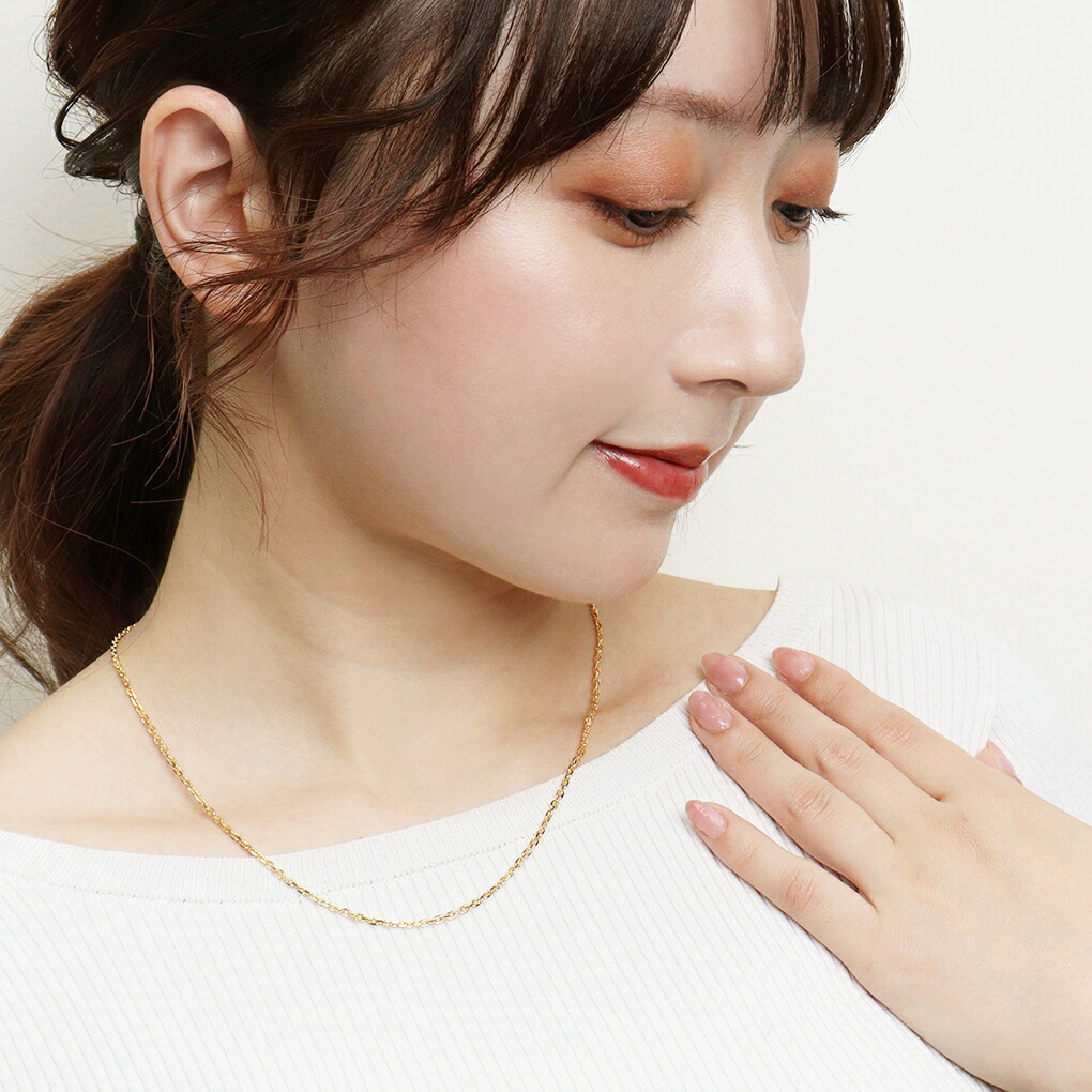 ゴールド チェーン ネックレス あずき 幅約1.9mm 45cm シルバー