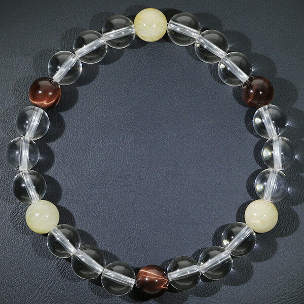 タイガーアイ ルチルクォーツ 水晶 ブレスレット 8mm 18cm メンズM