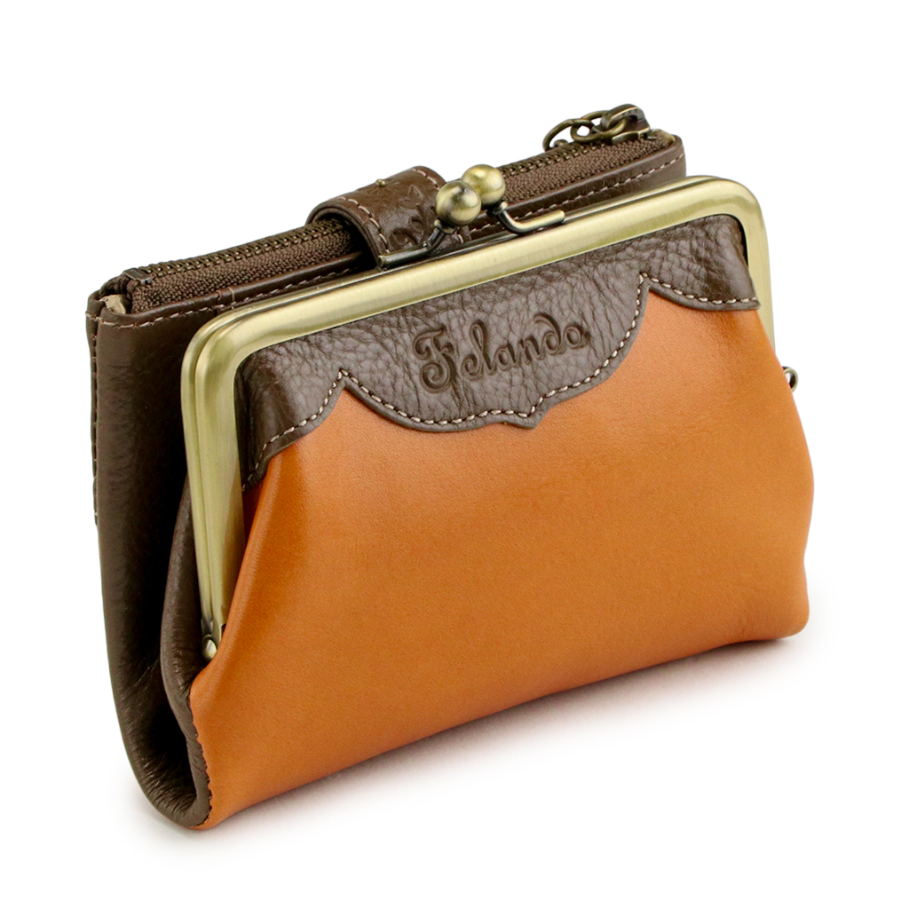 二つ折り 財布 レディース がま口財布 本革 小さい財布 レザー 革