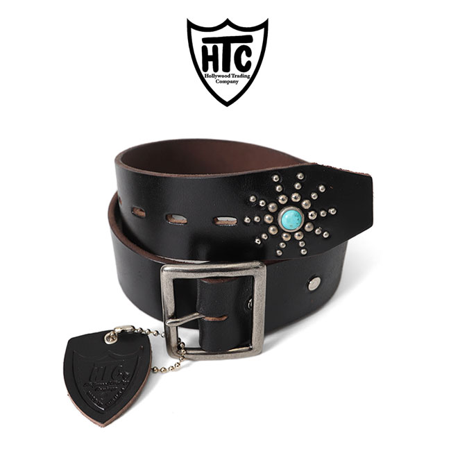 HTC エイチティーシー フラワースタッズ ターコイズ レザーベルト 125