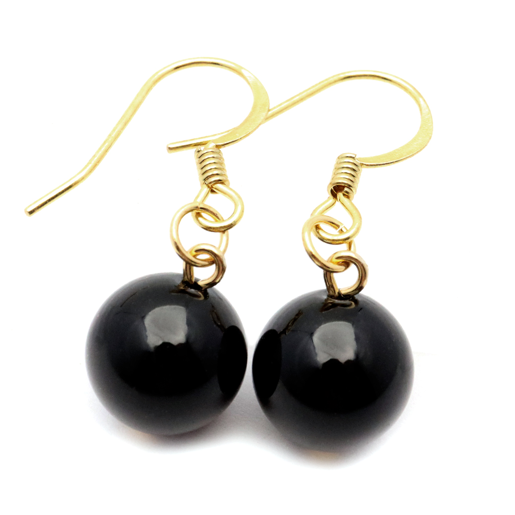 GOLD STONE モリオン ピアス 黒水晶 両耳用 レディース 可愛い 天然石