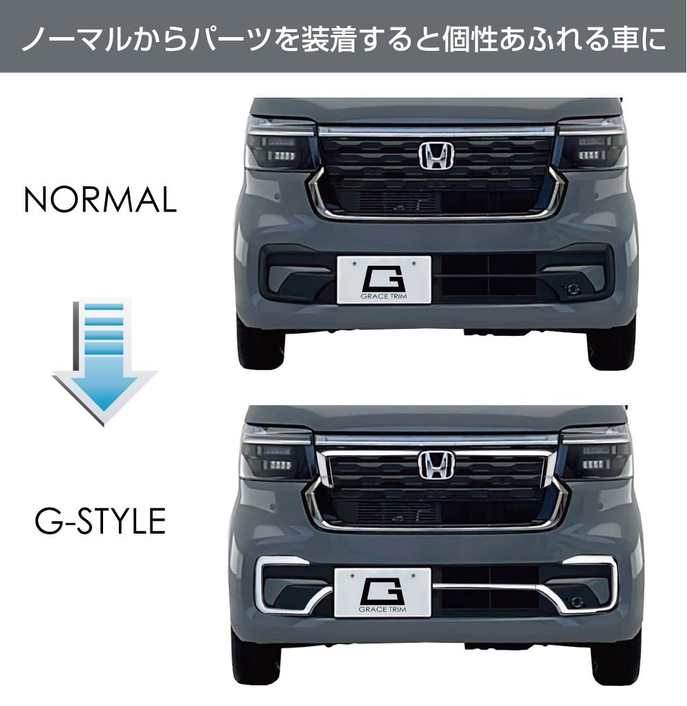 新型 N-BOX JF5/JF6 フロントグリルガーニッシュ クロームメッキ 2pcs