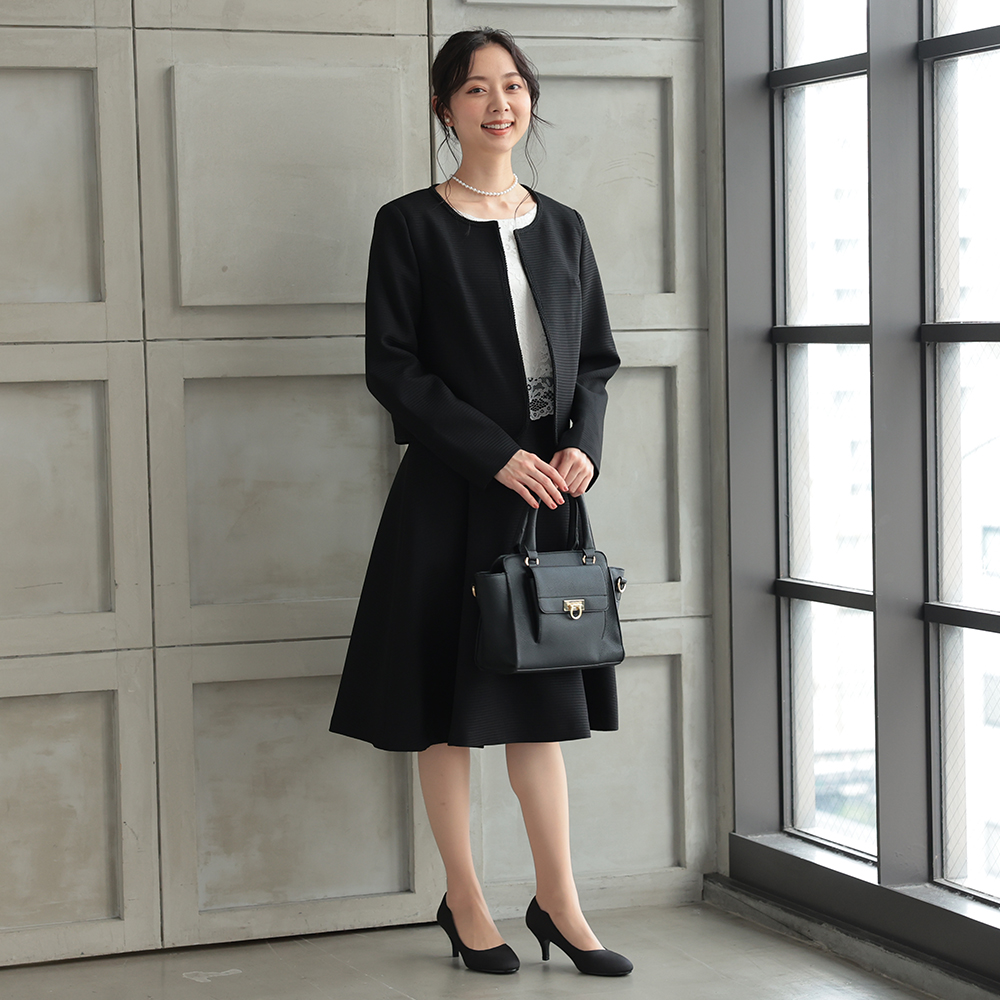 セレモニースーツ レディース ワンピース ノーカラージャケット