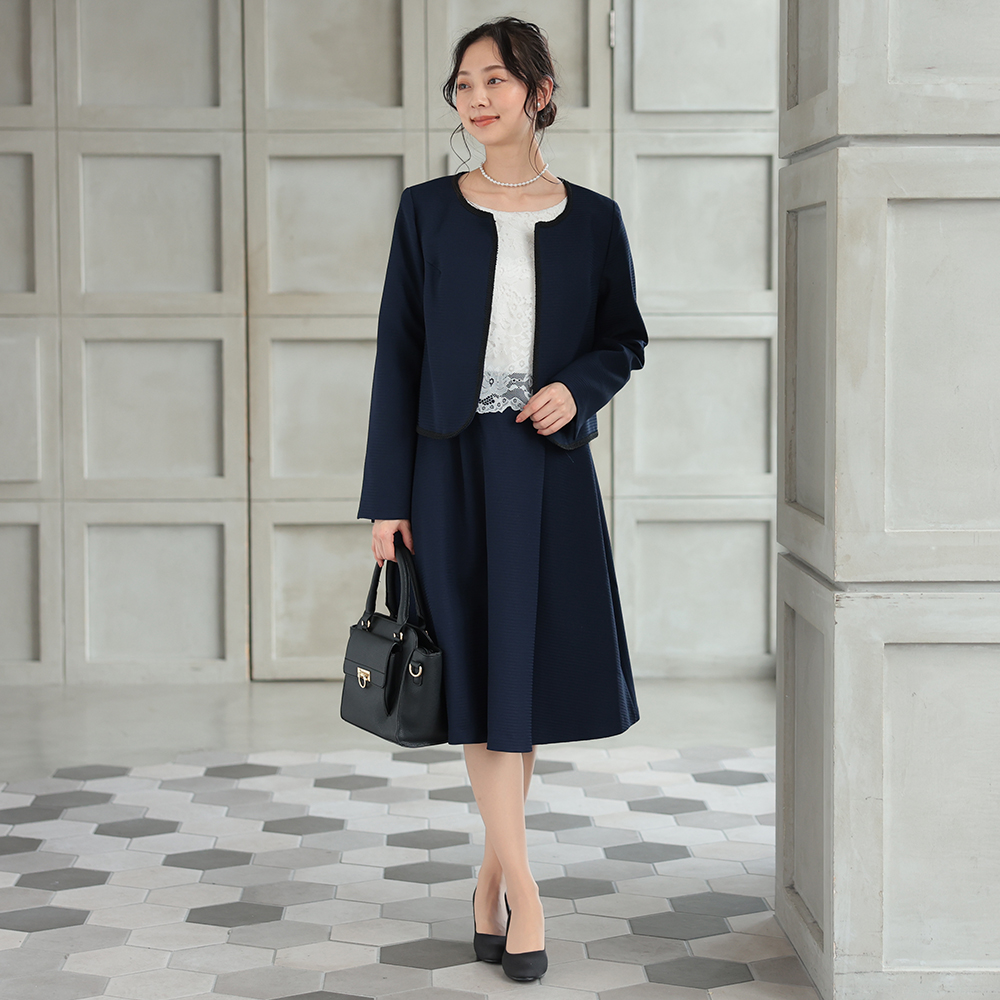 セレモニースーツ レディース ワンピース ノーカラージャケット