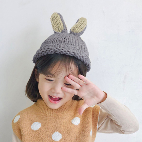 レビュー記入でメール便送料無料」ニット帽 キッズ 子供用 うさぎ 帽子