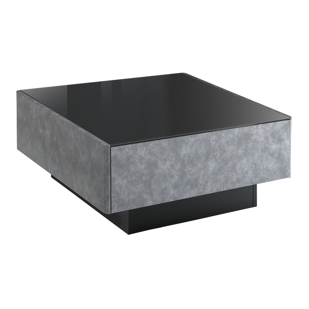 ガラストップ センターテーブル 引出し2杯 90cm幅 コンクリート調