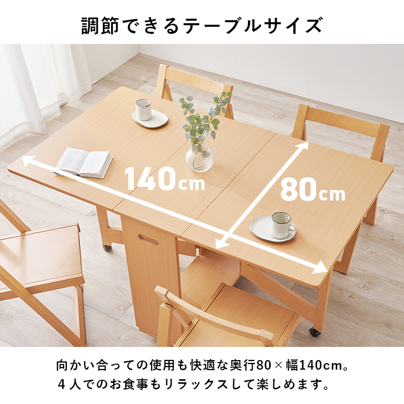 ダイニング5点セット バタフライ伸長式テーブル DIT ナチュラル 幅35.5