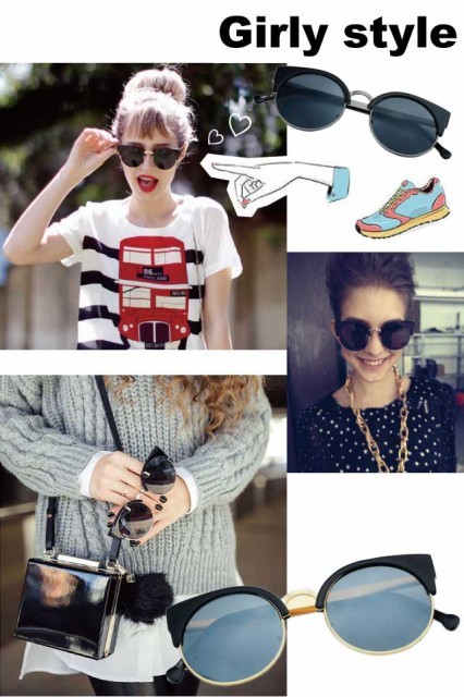 送料無料 サングラス キャットアイ 猫耳 UVカット メタルフレーム 男女