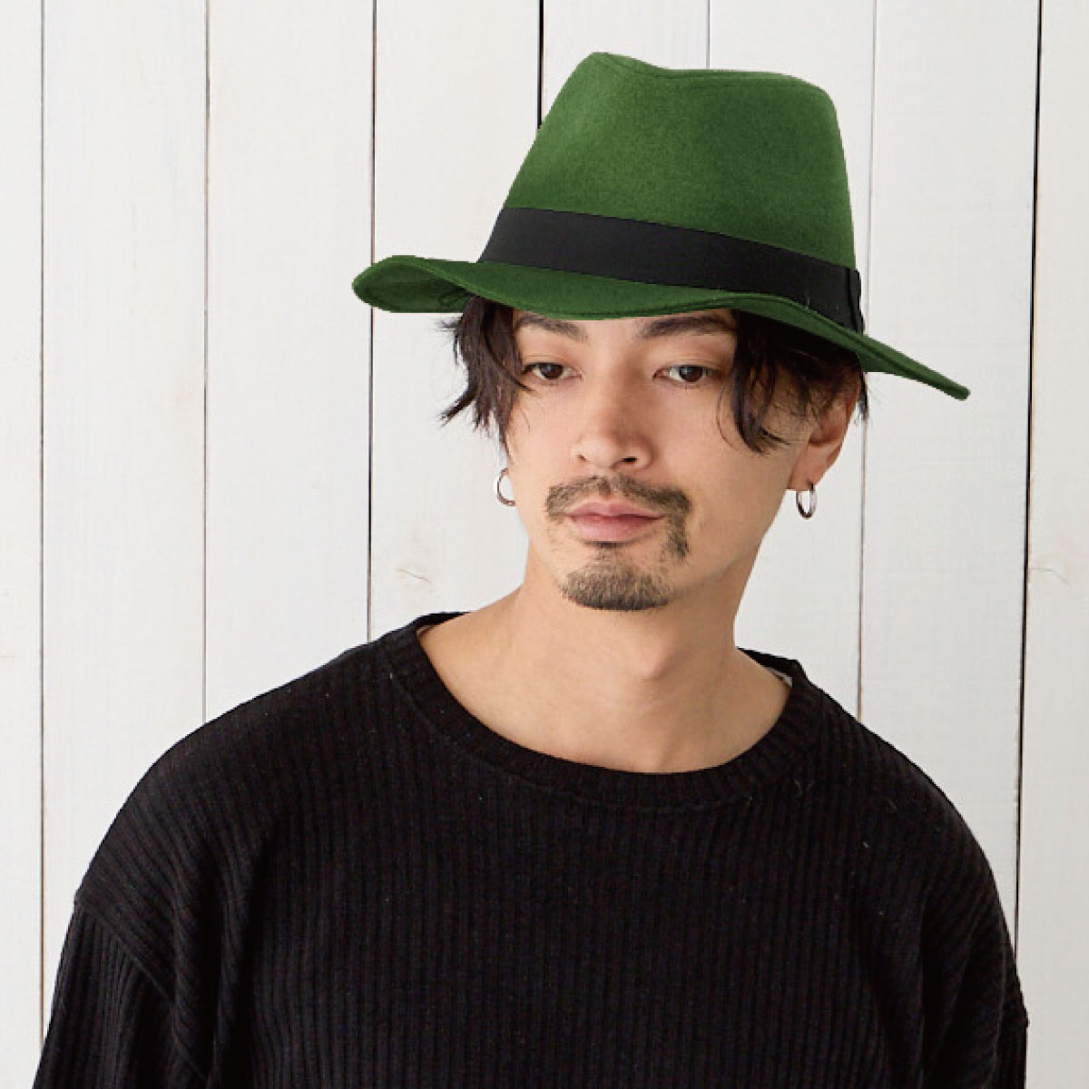 フェルト 中折れハット 秋冬 ポリフェルト つば6cm UV 日よけ メンズ