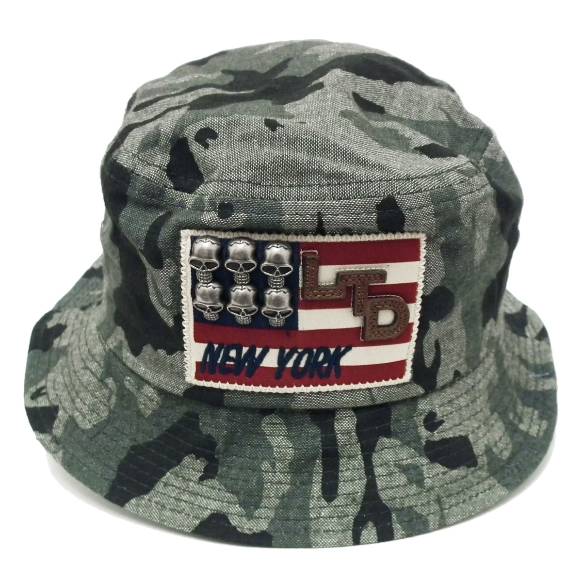 バケットハット無地＆迷彩 つば 短い ワイルド 57cm スカル hat-1309