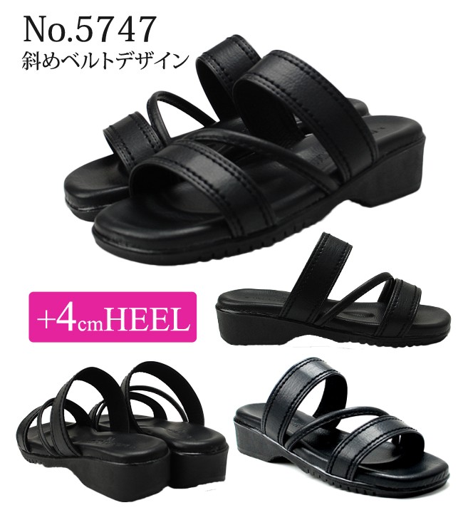 ルチアーノバレンチノ サンダル ミュール レディース オフィス 黒 歩き