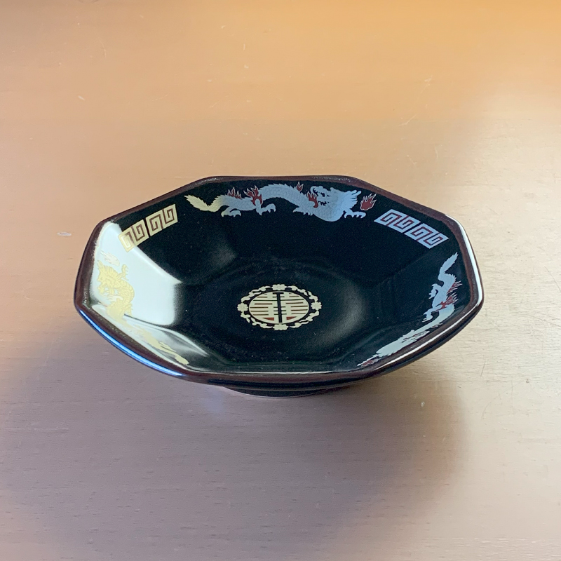 天目金彩竜 八角チャーハン皿 18.5cm 美濃焼 ブラック 八角 炒飯 大