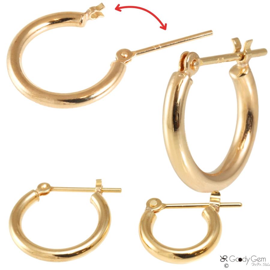 K18 18金 スナップ ピアス フープピアス 太さ 2mm(2パイ) 直径 15mm