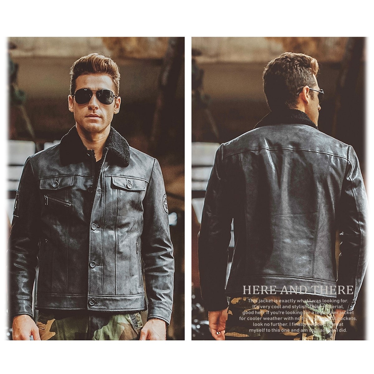 送料無料!】全10サイズ メンズ 本革ボア付き襟ピッグスキンレザー