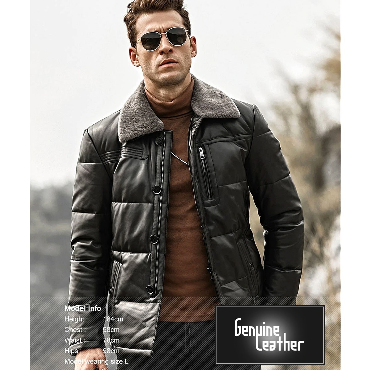 送料無料!】全10サイズ メンズ シープファーカラー ブラックラムスキン